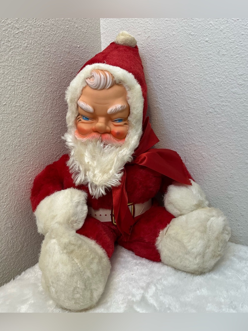 Vintage Santa Claus Rubber Face Plush Doll